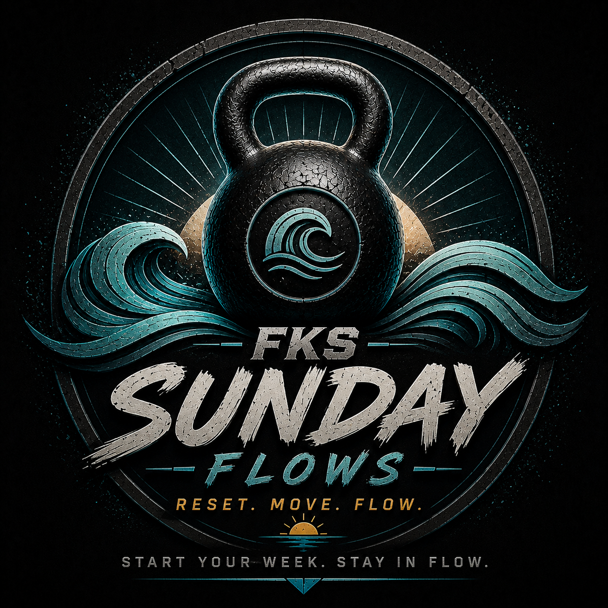FKS Sunday Flows promotional artwork — Reset. Move. Flow.